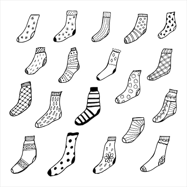 Premium Vector | Hand drawn socks in doodle style. black and white ...