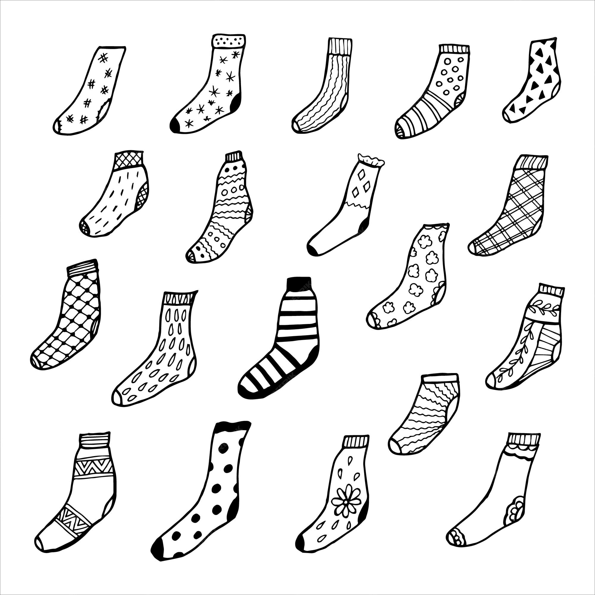 Premium Vector | Hand drawn socks in doodle style. black and white ...