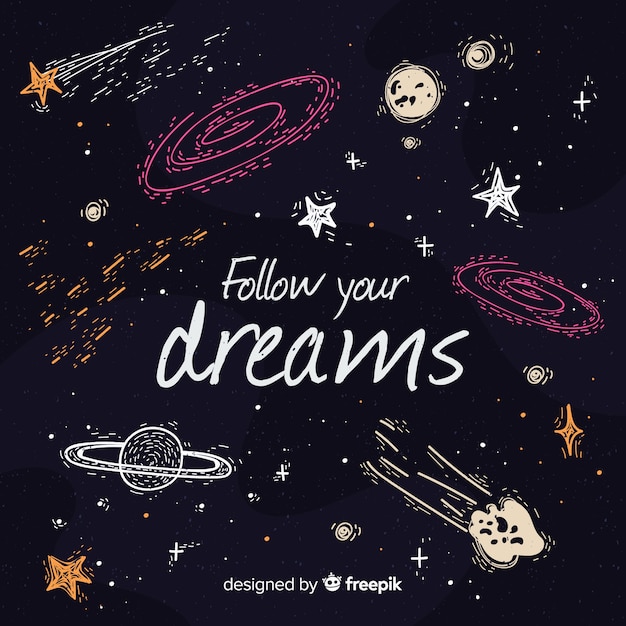 Free Vector | Hand drawn space background with motivational quote