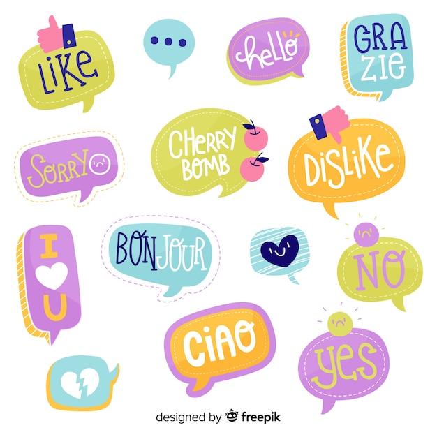 Free Vector Hand Drawn Speech Bubbles With Different Expressions 6952