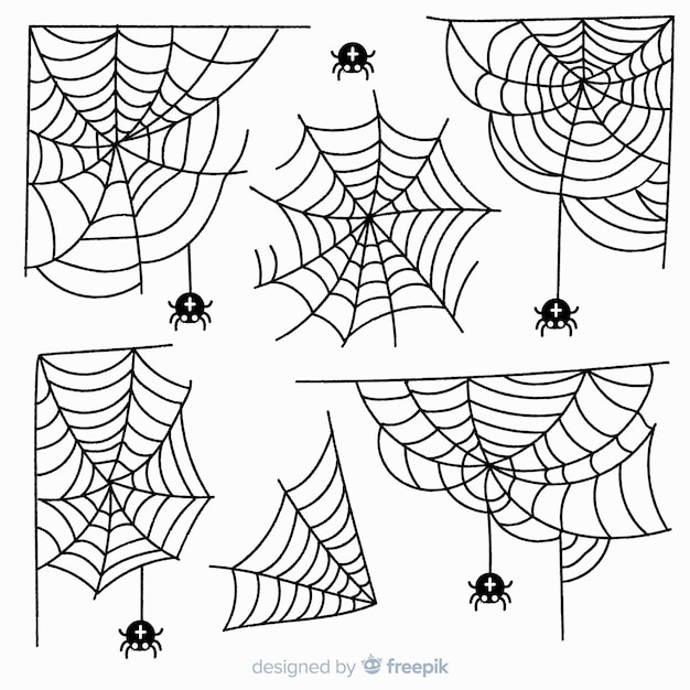 Free Vector | Hand drawn spider web collection on white background