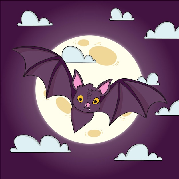 Hand drawn spooky halloween bat Free Vector