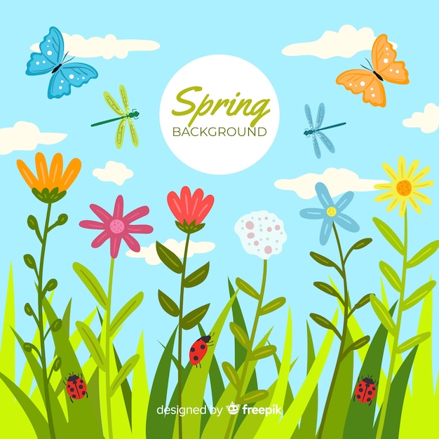 Free Vector | Hand drawn spring background