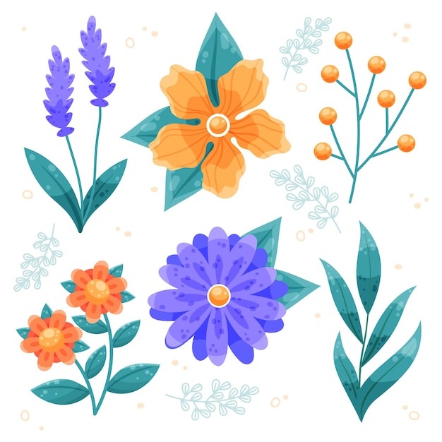 Free Vector Hand drawn spring flower collection