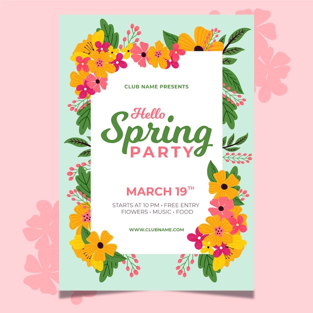 Free Vector | Hand-drawn spring party flyer template theme