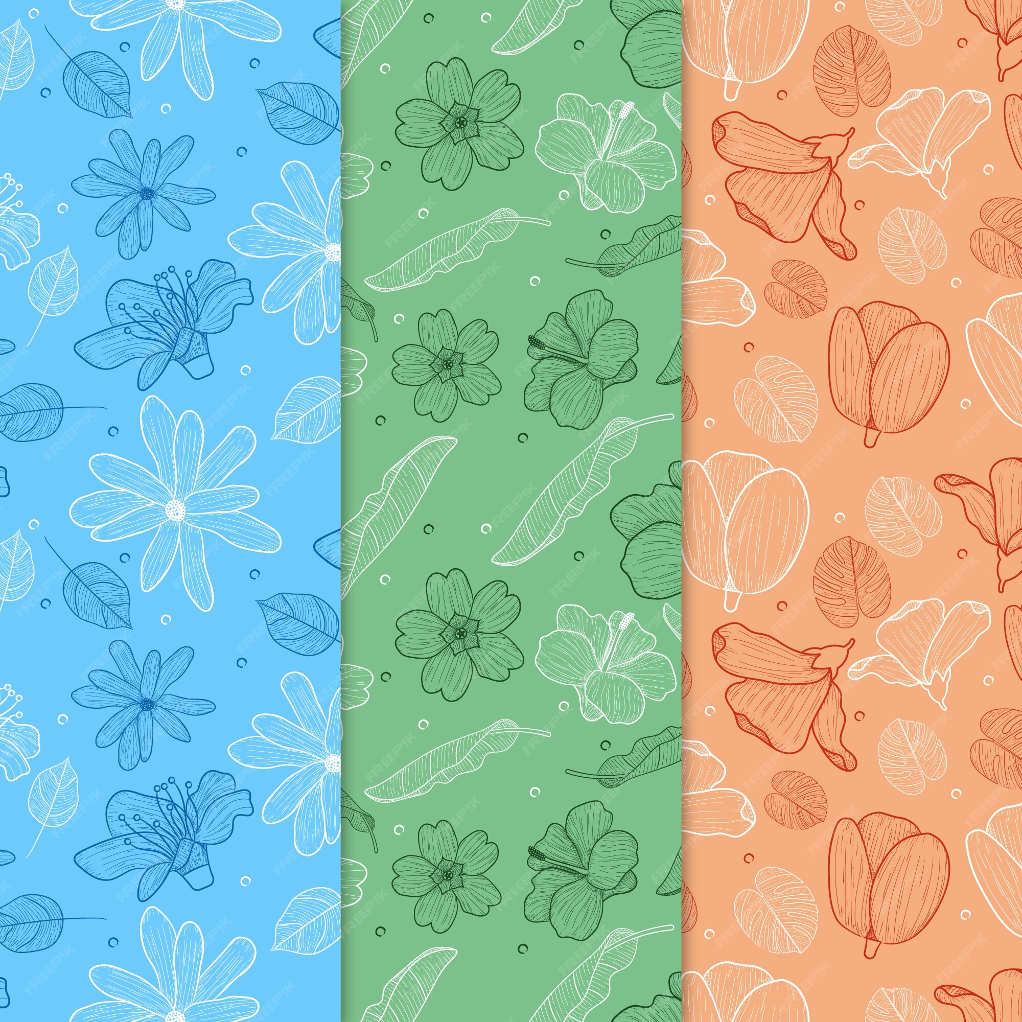 Free Vector | Hand drawn spring pattern pack