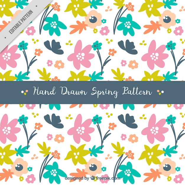 free-vector-hand-drawn-spring-pattern-with-pretty-flowers