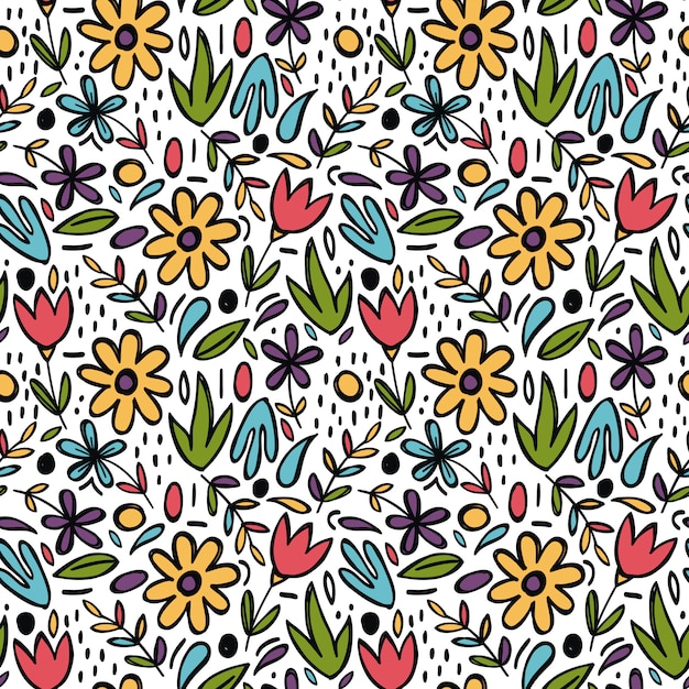 Hand drawn spring pattern Premium Vector