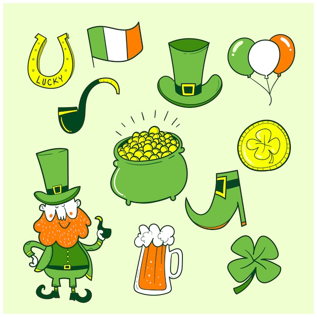 Premium Vector | Hand drawn st. patrick doodle set