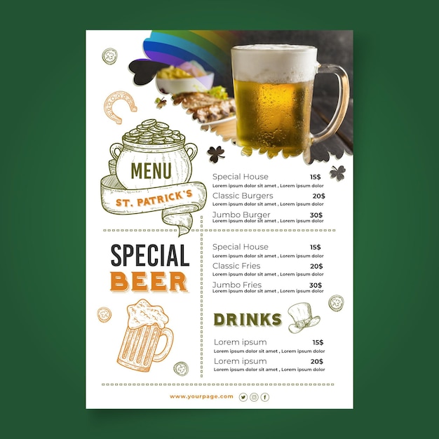 Free Vector | Hand drawn st. patrick's day menu