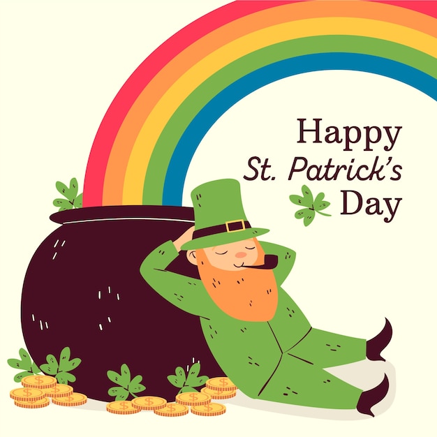 Download Hand drawn st. patrick's day with rainbow | Free Vector