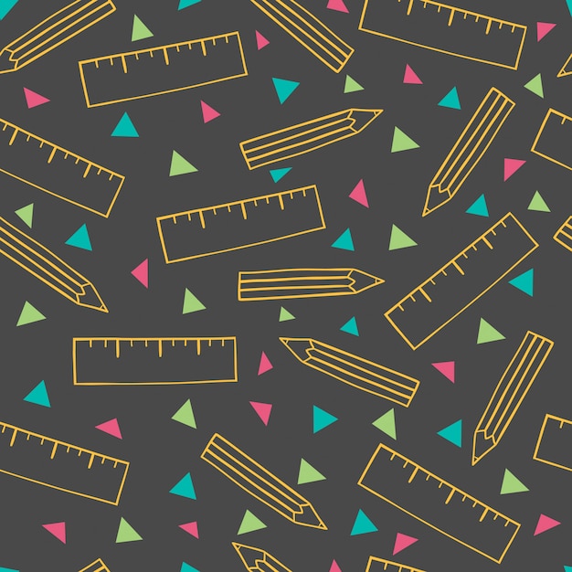 Premium Vector | Hand drawn stationary seamless pattern