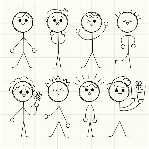 Free Vector Hand Drawn Stickman Collection 6722