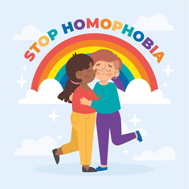 Free Vector Hand Drawn Stop Homophobia Concept Illustration