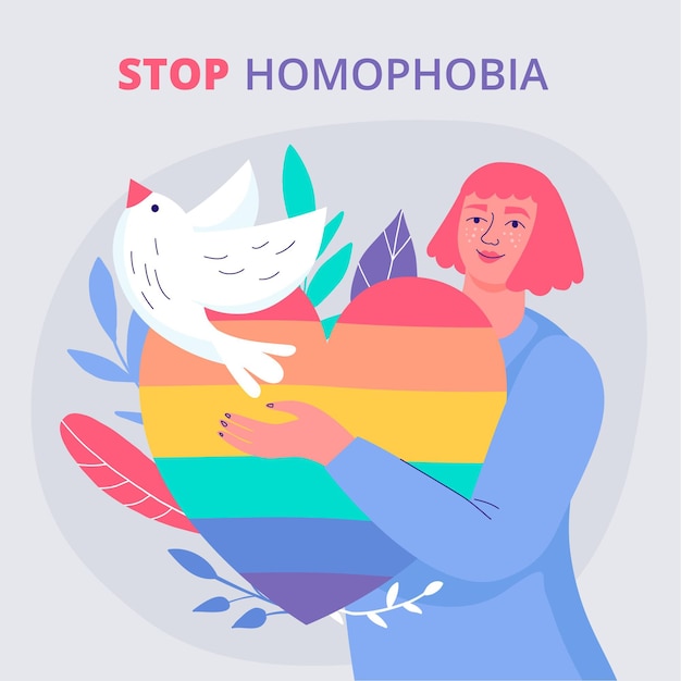 Free Vector Hand Drawn Stop Homophobia Concept
