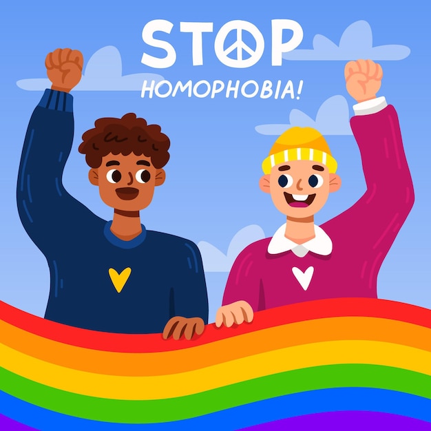 Free Vector Hand Drawn Stop Homophobia Message Illustrated