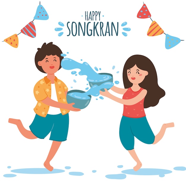 Free Vector Hand Drawn Style Songkran Festival