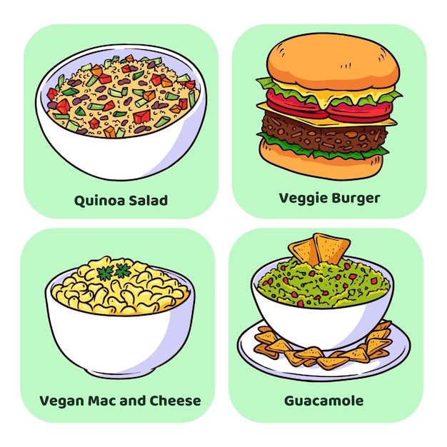 Premium Vector Hand Drawn Style Vegetarian Food Collection 0721