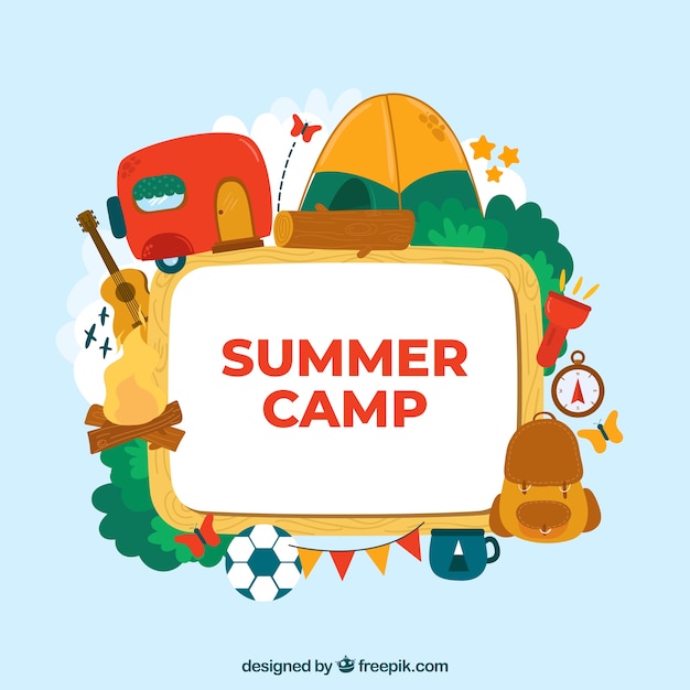 Download Hand drawn summer camp background | Free Vector