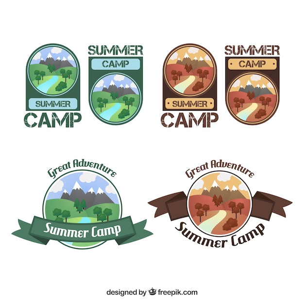 Download Hand drawn summer camp logo collection | Free Vector