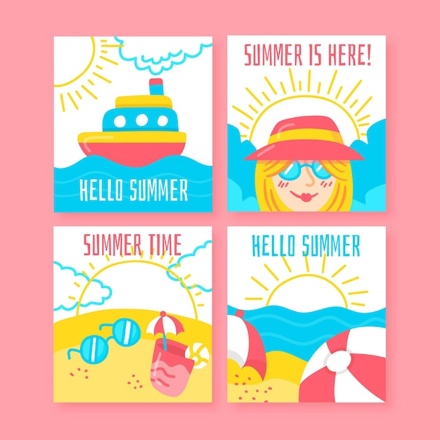 Download Free Vector | Hand-drawn summer card collection