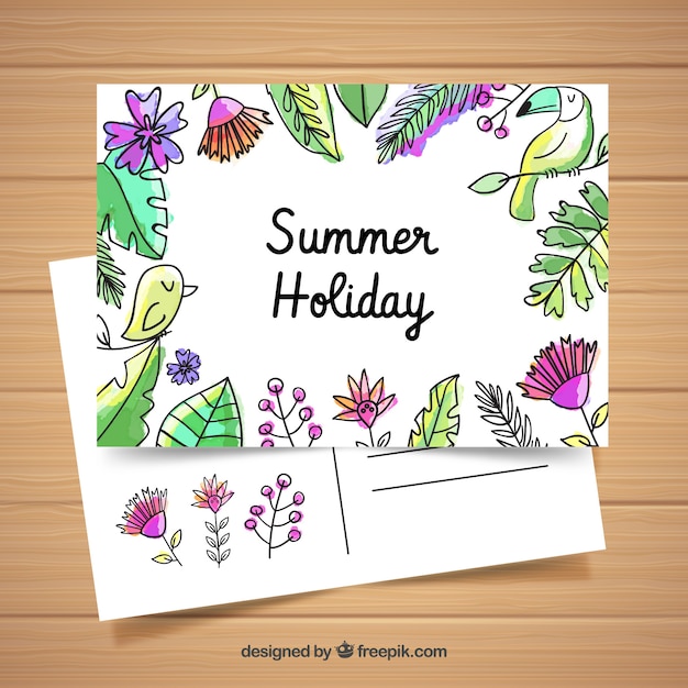 Free Vector Hand drawn summer card template with elements