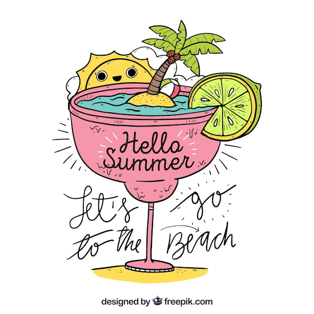 Download Free Vector | Hand drawn summer cocktail background