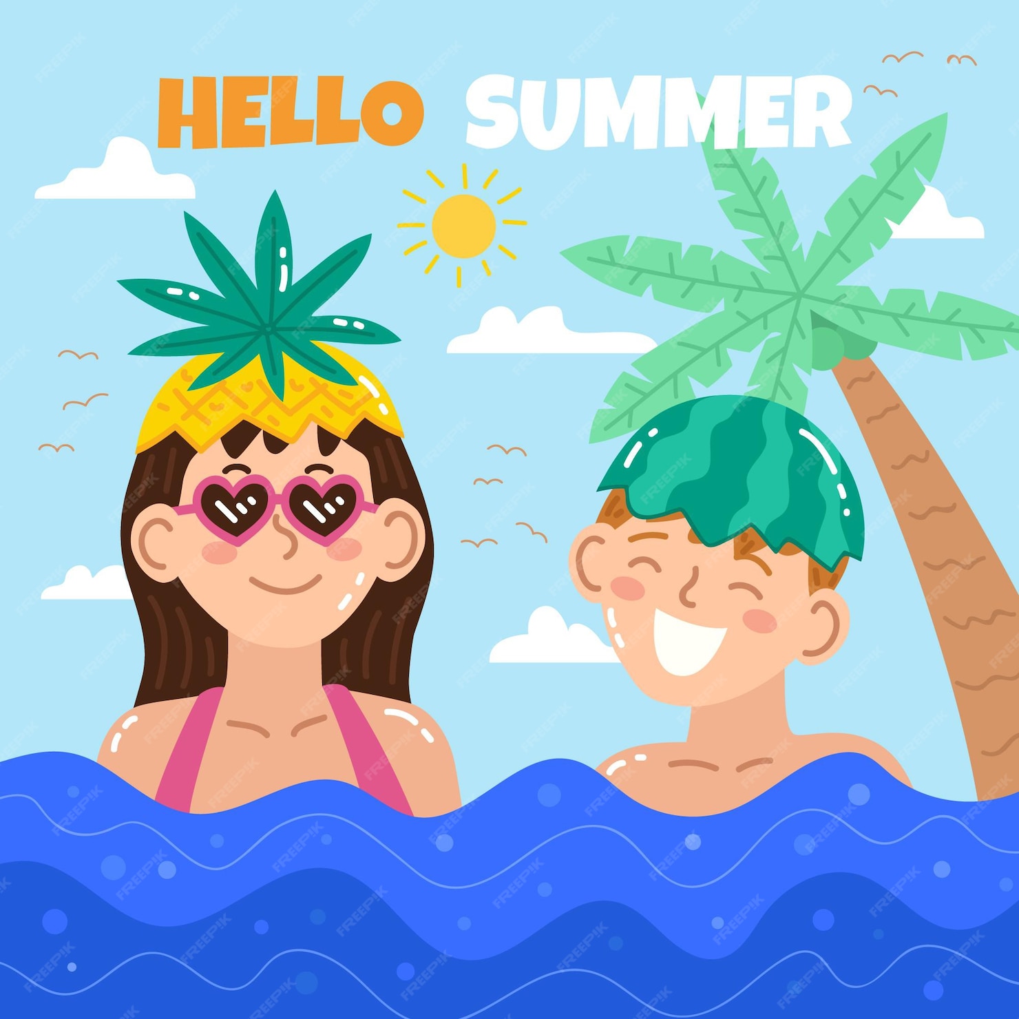 Premium Vector | Hand drawn summer illustration