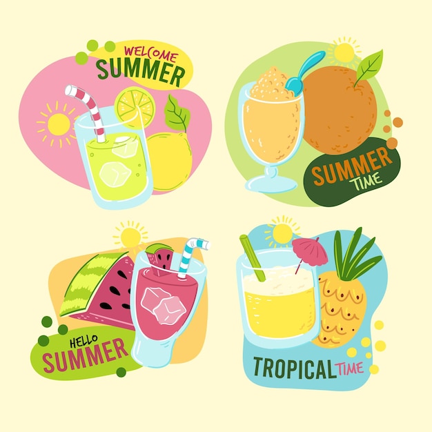 Free Vector | Hand drawn summer labels