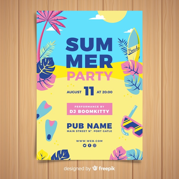 Free Vector | Hand drawn summer party poster template