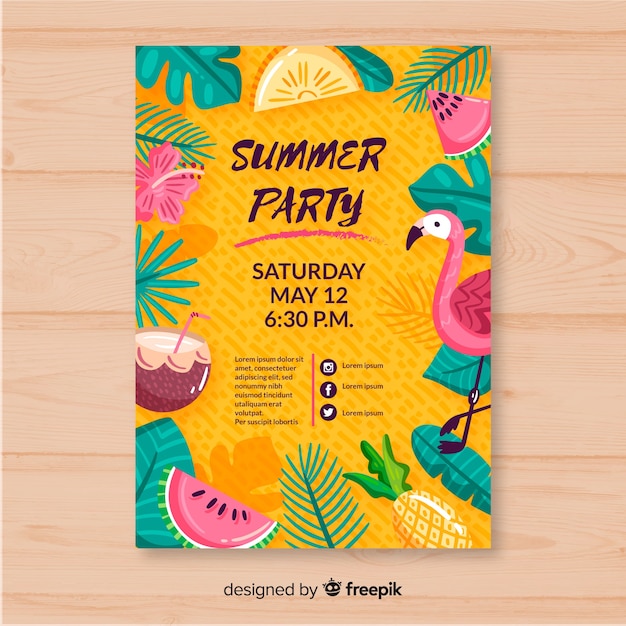 Summer Party Poster Template Free