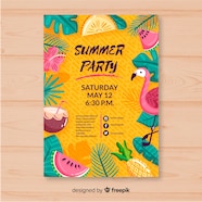 Free Vector Hand Drawn Summer Party Poster Template