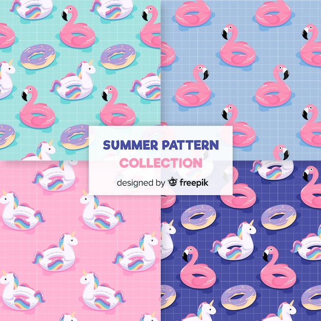 Hand drawn summer pattern collection Free Vector
