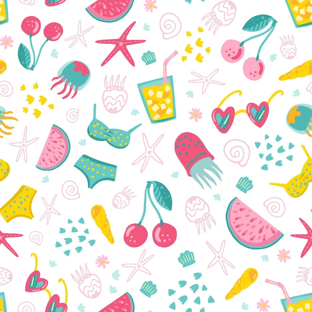 Free Vector | Hand drawn summer pattern