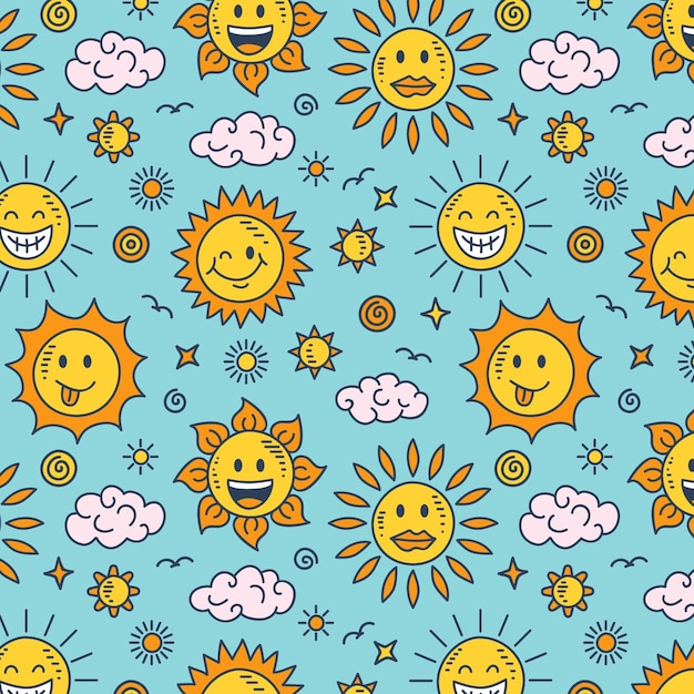 Free Vector | Hand drawn sun pattern