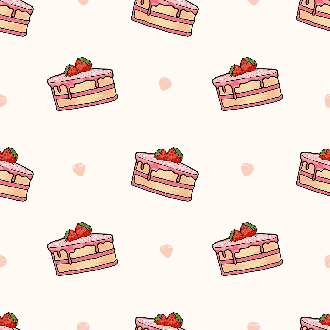 Premium Vector | Hand drawn sweet strawberry cake seamless pattern