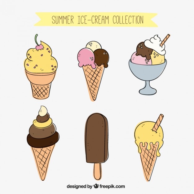 Premium Vector Hand Drawn Tastes Ice Cream Collection