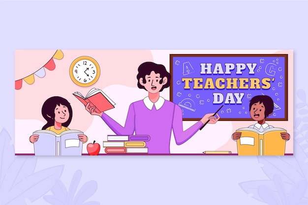 Free Vector | Hand drawn teachers' day social media cover template