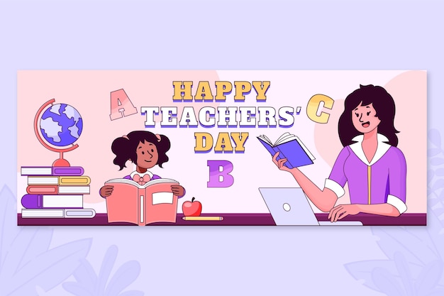 Free Vector | Hand drawn teachers' day social media cover template