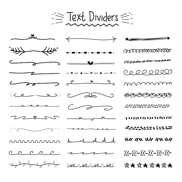 Premium Vector | Hand drawn text divider collection