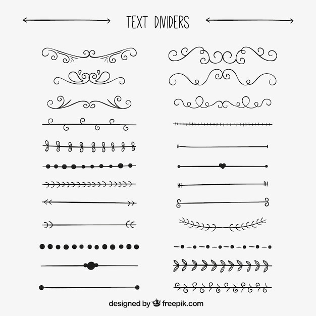 Hand drawn text dividers collection Vector | Free Download
