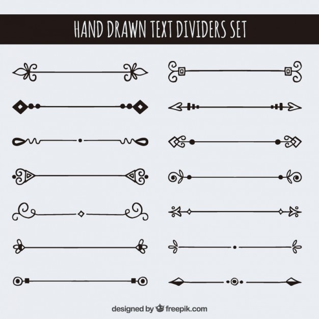 Hand Drawn Text Dividers Set Vector Premium Download