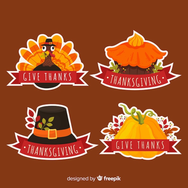 Hand drawn thanksgiving badge collection Vector | Free Download