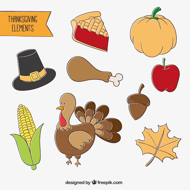 Hand drawn thanksgiving elements