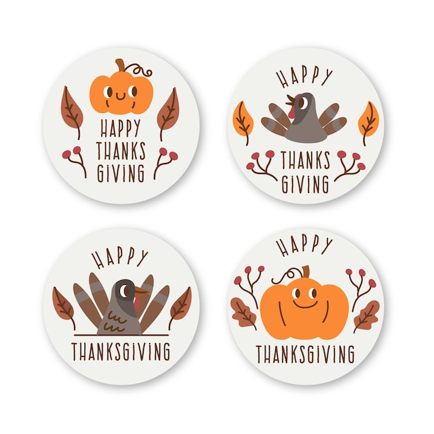 Free Vector | Hand drawn thanksgiving label collection