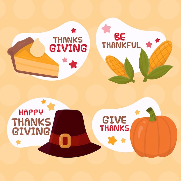 Free Vector Hand Drawn Thanksgiving Label Collection