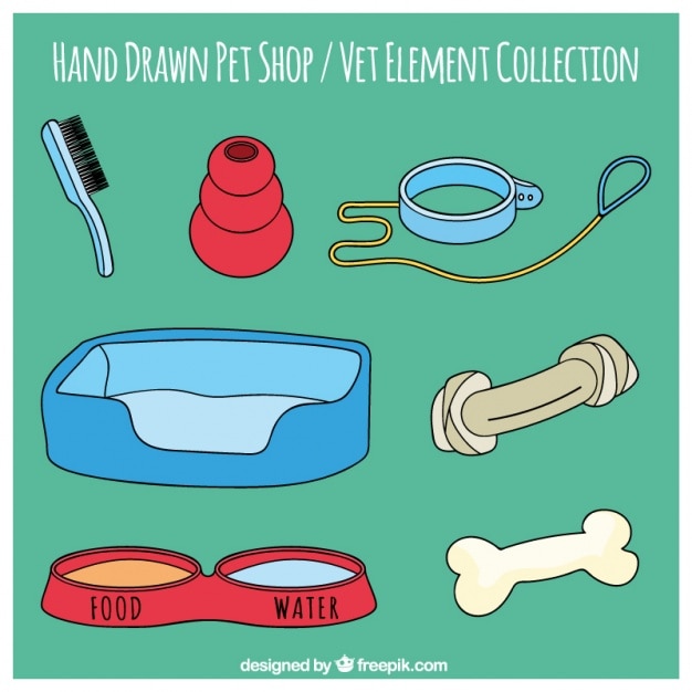 Hand drawn tool set of pet shop