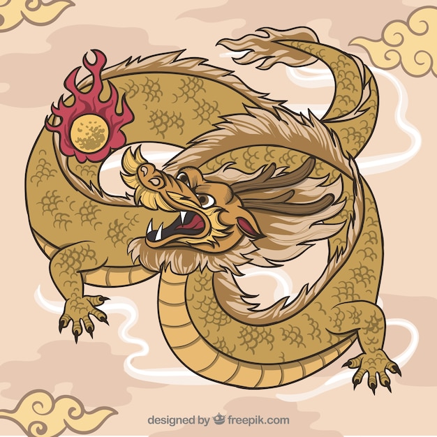 Hand drawn traditional chinese dragon