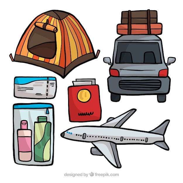 Free Vector Hand Drawn Travel Element Collection