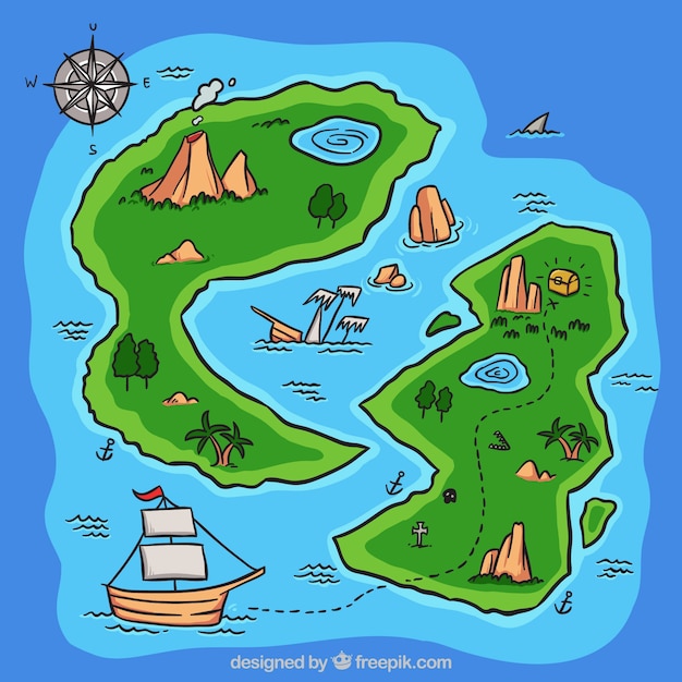 Cartoon Treasure Island Map